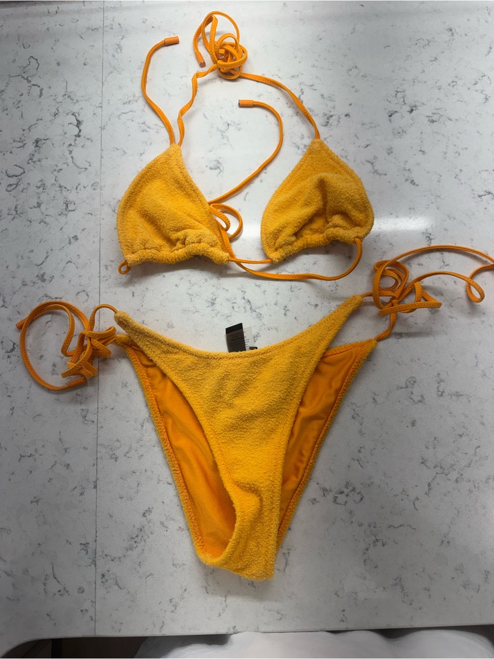 triangl swimwear Yellow Terry Cloth Triangle Bikini